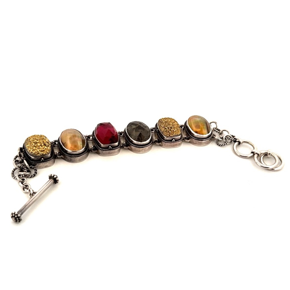 LORI BONN 925 Sterling Silver multicolored gemstone 7 3/4" bracelet 43.3g
